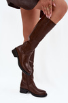 Women's Officer Boots With Low Heel Insulated Brown Averna