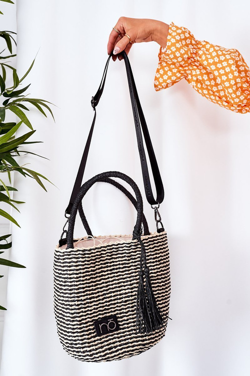 Braided Handbag NOBO XK0380 Black-Beige
