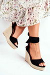 Women's Sandals On Wedge Laced Black Belleza