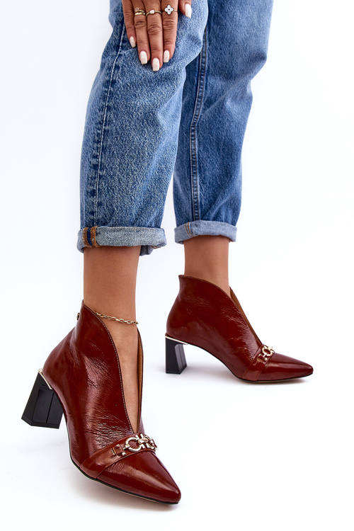 Leather Ankle Boots on Heel Maciejka 05262-02 Brown