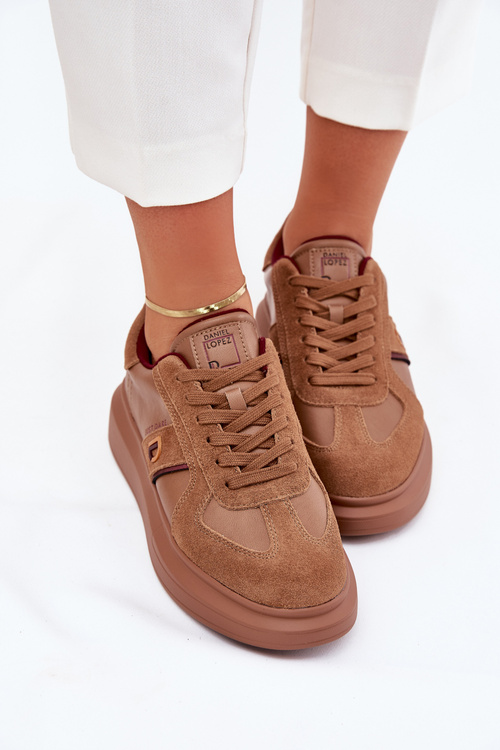 Women Leather Sneakers On Platform Daniel Lopez Just Dare SS2D4005 Brown