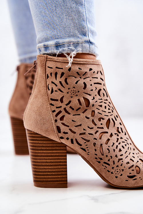 Openwork Boots On A Post Beige Brittany