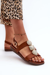 Women's Flat Sandals With Embellishments Sergio Leone SK072H Brown
