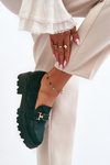 Suede Classic Fringed Loafers Green Averil