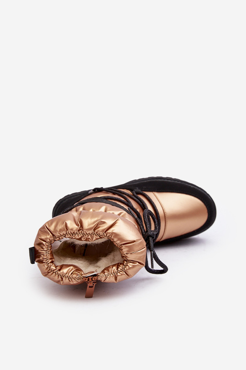 Kids Waterproof Snow Boots Lined With Wool Gold Romaine