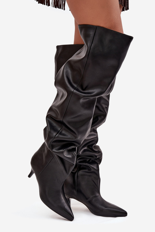 Slip-on Women's High Heel Boots Black Ysolienne