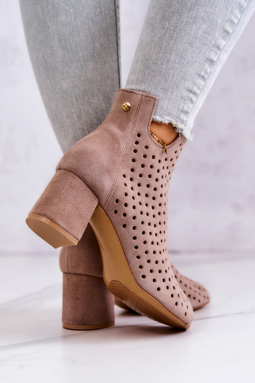 Leather Openwork Boots Maciejka 05420-10 Dark beige