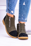 Lu Boo Suede Olive Inez Boots With Zippers