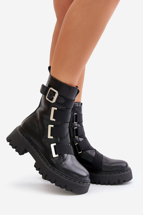 Leather Women's Ankle Boots Insulated Big Star OO274A256 Black