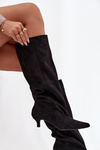 Women's Boots With Heel From Eco Suede Black Pheona