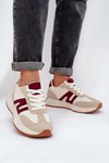 Women's Sports Shoes On Platform Beige-Red Emidi