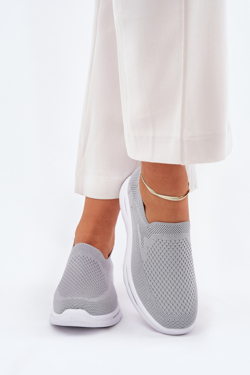 Tenisówki Damskie Materiał Wsuwane Szare Adiora