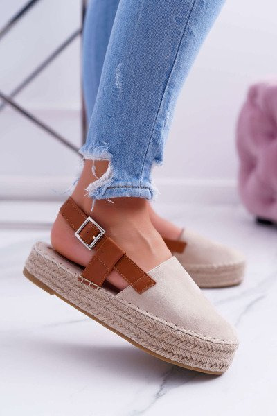 Women's Suede Platform Espadrilles Beige Parteno