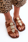 Women's Flat Sandals With Embellishments Sergio Leone SK072H Brown