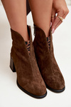 Leather Suede Women's Boots on Heel Vinceza 66811 Brown