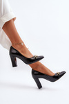 Black Leather Court Shoes with Heart Zazoo 2453/OS