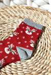 Women's Christmas Socks With Reindeers Red