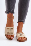 Women's Slippers with Beige Ornament Ollavia