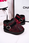 Children's Snow Boots With Fur Red Black Dreamy