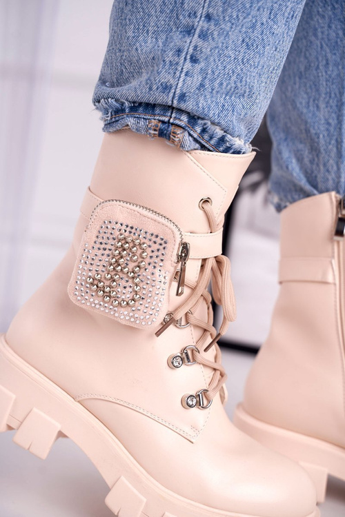 Women's Boots With Small Bag Beige Seul