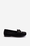 Women's Black Suede Moccasins with Decoration Daphikaia