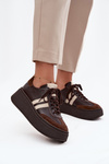Damskie Sneakersy Skóra Naturalna Platforma Czekoladowe Zazoo 3775
