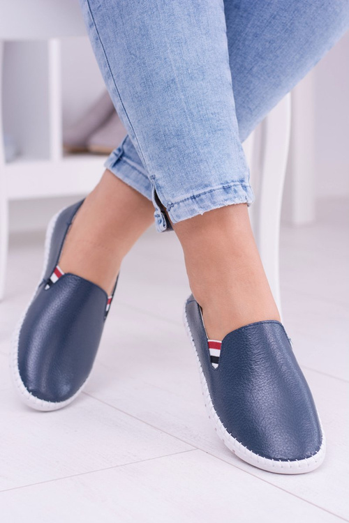 Women's Navy Blue Leather Bellara Tennis Shoes