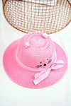 Children's Hat Summer Beach Pink With Kitty