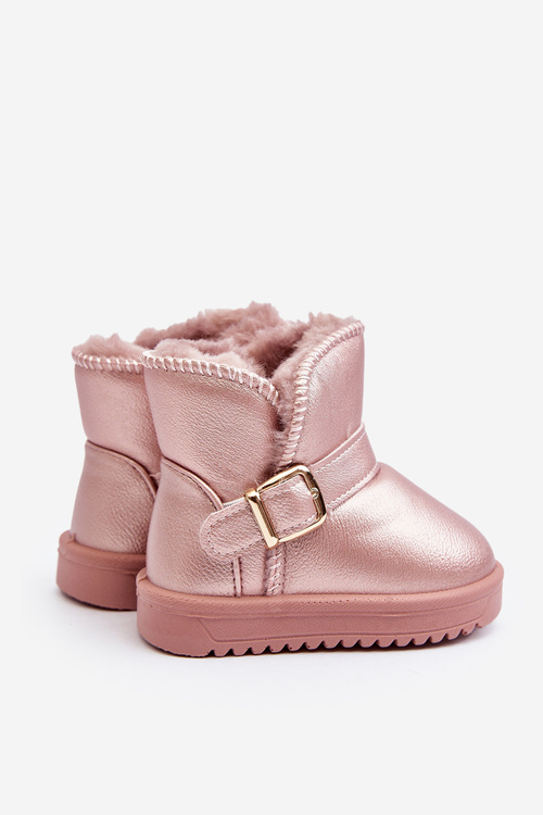 Children's Eco Leather Snow Boots with Pink Strap Orinor