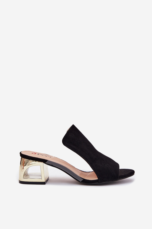 Ladies Slippers On Golden Heel Black Tessira