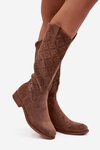 Women's Ankle Boots with Mesh Pattern on Flat Heel S Baraski HY52 534 Brown