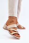 Women's Low Heel Beige Sandals Rosila