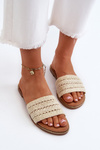 Women's Sandals with Weave on Flat Sole Beige Radians