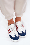 Zazoo N1068 Leather Low Sneakers Women White-Navy