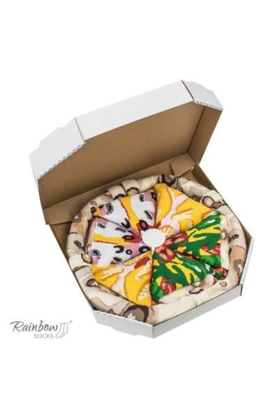 Rainbow Socks Pizza 4 Pairs Italian Hawaiian Capricciosa