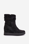 Boots With Ruffled Upper On Hidden Wedge Black Zinradea