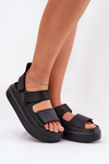 Ladies platform sandals with velcro black Nitepira