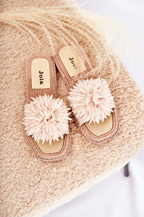 Women's Suede Slippers With Decoration Beige Giorgia