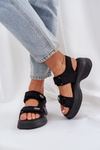 Fabric Lightweight Platform Sandals Black Deniffia