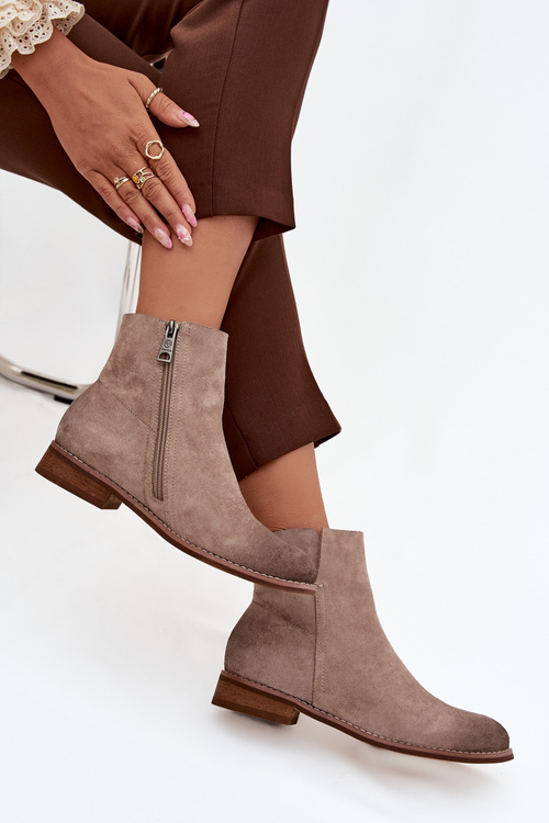 Women's Flat Heel Ankle Boots Vinceza 39961 Beige