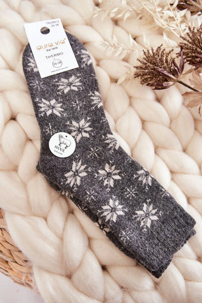 Women's Wool Socks In Snowflakes Grey