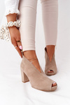 Suede Boots On A Post With A Cut-out Exquisite 1243 Beige