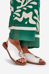 Flat Elegant Sandals With Decoration White Iseliria