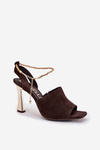 Suede stilettos with decorative bracelet CheBello 4440 chocolate