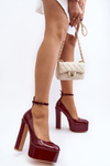 Red Patent Leather Pumps on Chunky Platform and Heel Ninames