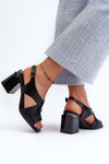 Elegant Women's High Heel Sandals in Black Eco Leather Asellesa