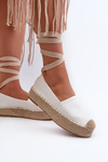 Women's White Lace-Up Platform Espadrilles with Braiding Tailesse