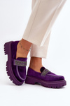 Women's Velvet Moccasins with Decoration Purple Wendreda