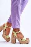 Comfortable Suede Sandals On A Chunky Heel Light green Elishia