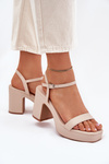 Eco Leather Heeled Sandals Beige Lillita